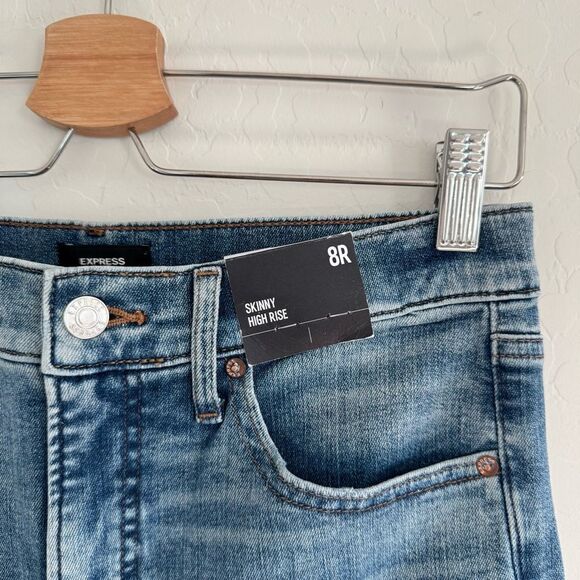 Express Women's High Rise Jeans - Blue - Picture 10 of 16